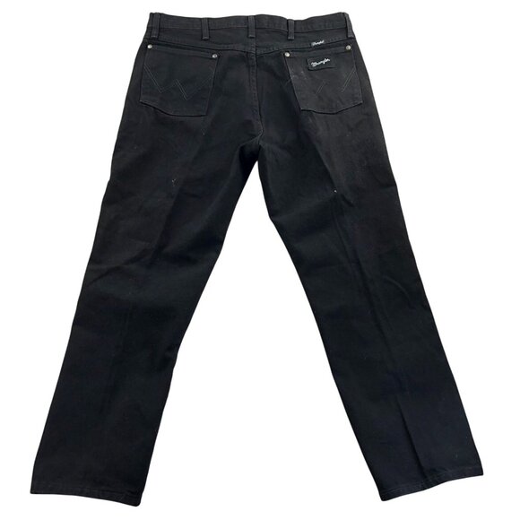 Wrangler Mens Jeans 38x30 Black Denim Straight leg Classic Casual Relaxed Fit - Picture 2 of 13